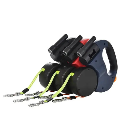 Retractable Double Dog Leash – Reflective 360° Swivel, LED Light & No-Tangle Pet Lead for Small Dogs