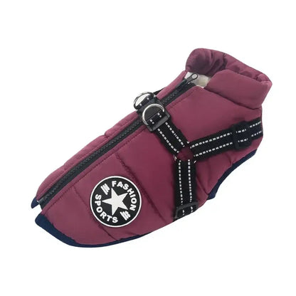 Waterproof Dog Jacket with Harness – Warm Winter Coat for Large Dogs