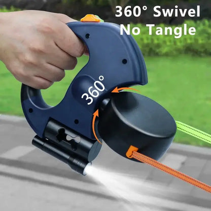 Retractable Double Dog Leash – Reflective 360° Swivel, LED Light & No-Tangle Pet Lead for Small Dogs