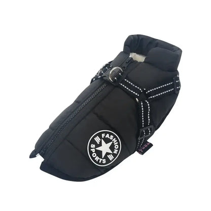 Waterproof Dog Jacket with Harness – Warm Winter Coat for Large Dogs