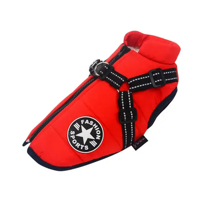 Waterproof Dog Jacket with Harness – Warm Winter Coat for Large Dogs