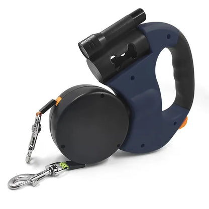 Retractable Double Dog Leash – Reflective 360° Swivel, LED Light & No-Tangle Pet Lead for Small Dogs