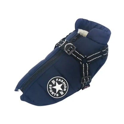 Waterproof Dog Jacket with Harness – Warm Winter Coat for Large Dogs