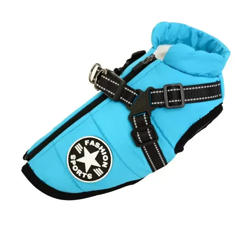 Waterproof Dog Jacket with Harness – Warm Winter Coat for Large Dogs