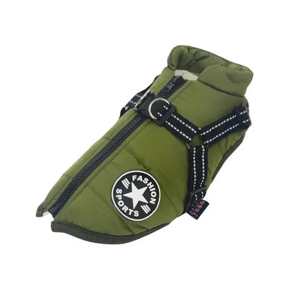 Waterproof Dog Jacket with Harness – Warm Winter Coat for Large Dogs