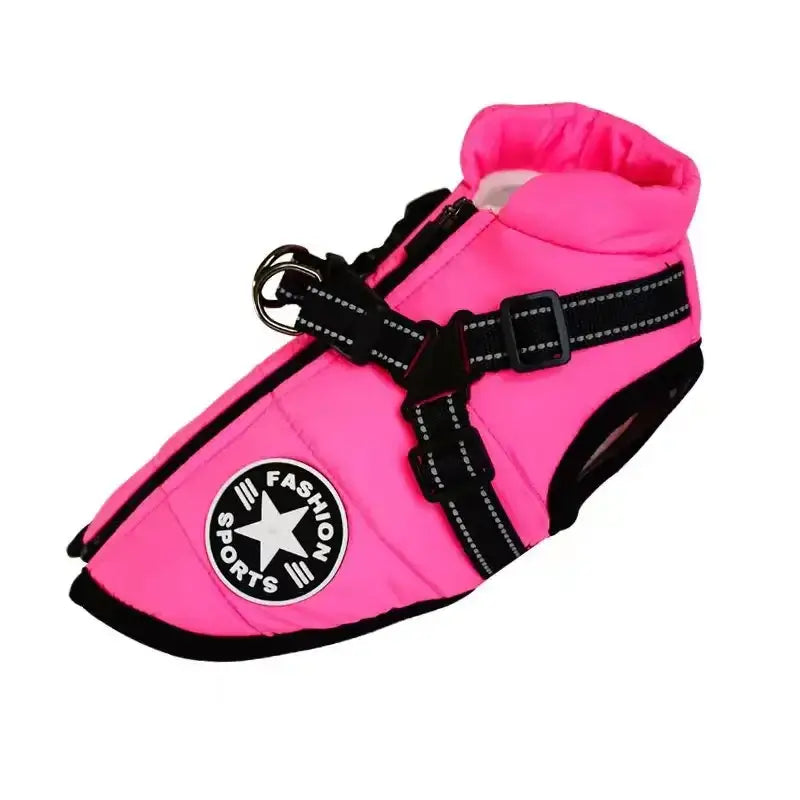 Waterproof Dog Jacket with Harness – Warm Winter Coat for Large Dogs